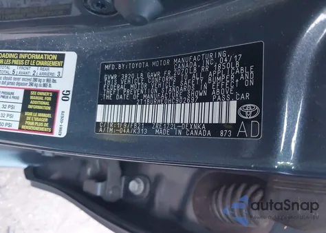 2017 Toyota Corolla Le из США, поврежденный, VIN 2T1BURHE0HC902697